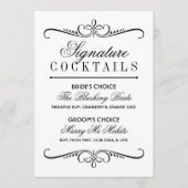 Carte Signal de cocktails Classique Noir et Blanc (Devant)