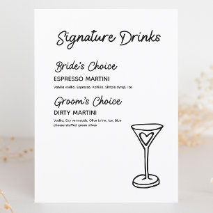Carte Signature Boissons Moderne Minimaliste Mariage Sig