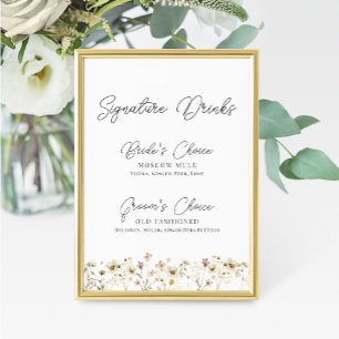 Carte Signature du Mariage Fleur sauvage Aquarelle Signe