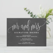 Carte Signature mariage Boissons Signal - Belle Calligra (Debout devant)
