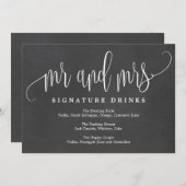 Carte Signature mariage Boissons Signal - Belle Calligra (Devant / Derrière)