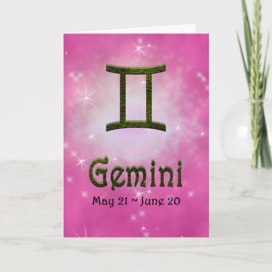 Carte Signe astrologique Gemini Zodiac couleur (Devant)