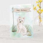 Carte SIGNE D'ANNIVERSAIRE DE Westie West Highland (Fleur jaune)