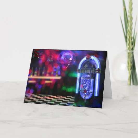 Carte Signe de crème glacée et juke-box de cru (Devant)