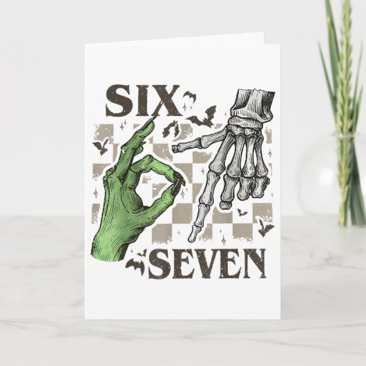 Carte Signe de la main de squelette Six Sept Meme Hallow (Devant)