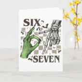 Carte Signe de la main de squelette Six Sept Meme Hallow (Fleur jaune)