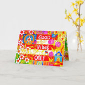 Carte SIGNE DE LA PAIX Good Vibes SEULEMENT ET DANSES Hi (Fleur jaune)