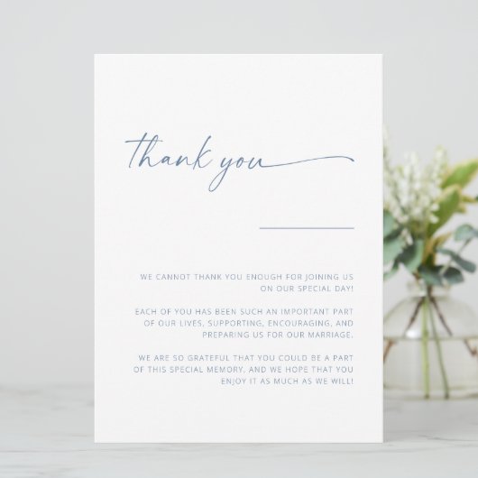 Carte SIGNE DE Merci Mariage de script moderne simple |  (Debout devant)