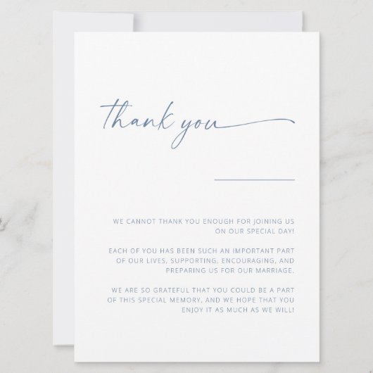 Carte SIGNE DE Merci Mariage de script moderne simple | (Devant)