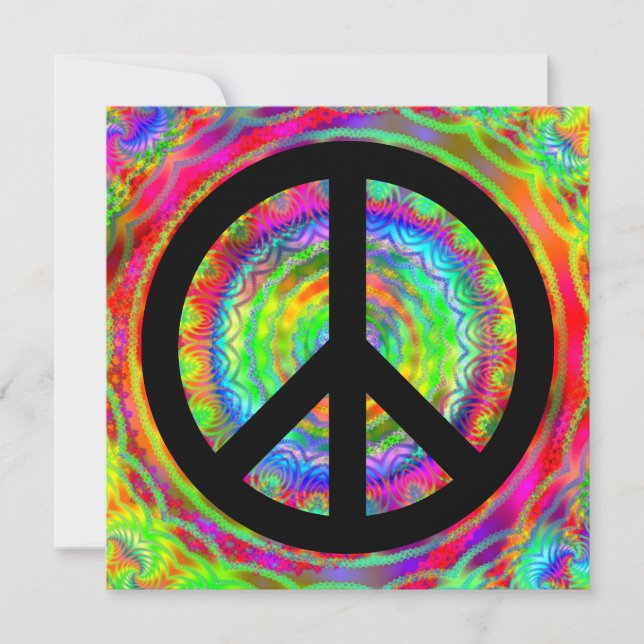 Carte Signe de paix noir funky (Devant)
