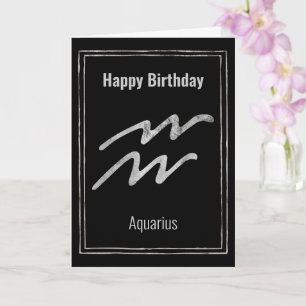 Carte signe d'étoile d'Aquarius Happy Birthday argent zo