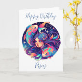 Carte SIGNE D'Horoscope Poissons Joyeux Anniversaire (Fleur jaune)