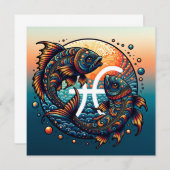 Carte SIGNE Horoscope Astrologique Poissons Zodiac (Devant / Derrière)