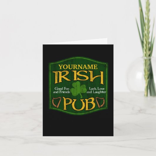 Carte Signe irlandais personnalisé de Pub (Devant)