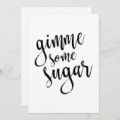 Carte Signe Mariage Gimme Certains sucre noir Script 5x7 (Devant / Derrière)
