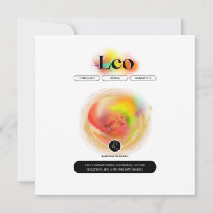Carte Signe moderne Zodiac Leo Citation Élément incend