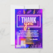 Carte SIGNE NEON Glow Karaoke Anniversaire Merci de fête (Devant)