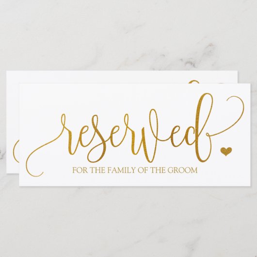 Carte Signe réservé à accrocher sur les chaises Mariages (Devant / Derrière)