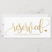 Carte Signe réservé à accrocher sur les chaises Mariages (Devant)