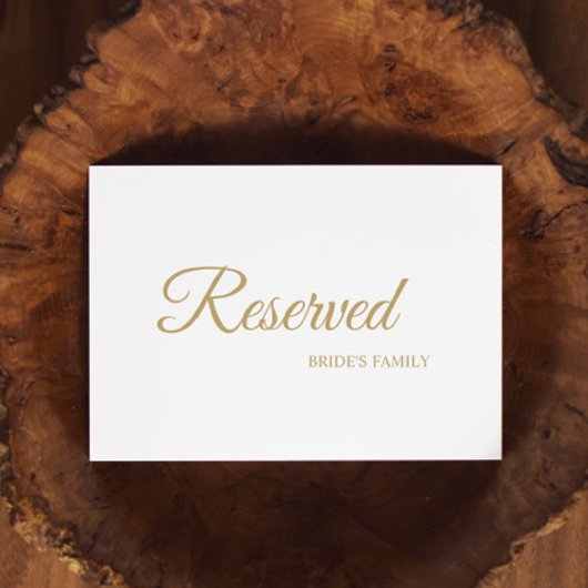 Carte Signe réservé de calligraphie or simple