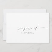 Carte Signe Réservé de script Silver moderne (Dos)