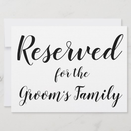 Carte Signe réservé - Famille de Groom (Devant)