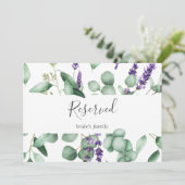 Carte SIGNE RÉSERVÉ Lavande rustique et Eucalyptus (Debout devant)