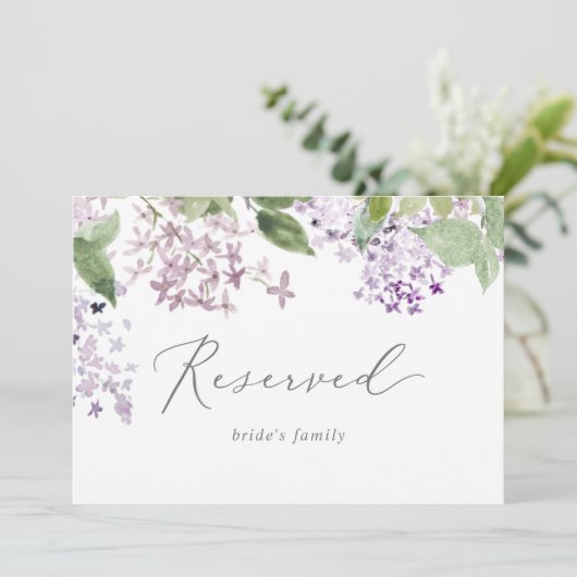 Carte SIGNE RÉSERVÉ Lilac Rustique (Debout devant)