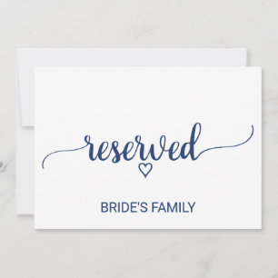 Carte SIGNE RÉSERVÉ Mariage de calligraphie bleu marine