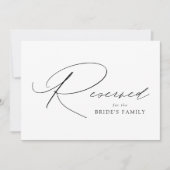 Carte Signe Réservé Mariage de script noir moderne éléga (Devant)