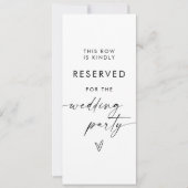 Carte Signe Réservé Mariage minimaliste moderne (Devant)
