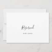 Carte SIGNE RÉSERVÉ Mariage minimaliste simple (Dos)