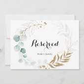 Carte SIGNE RÉSERVÉ Rustique Eucalyptus Gold Mariage (Dos)