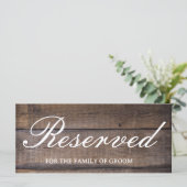 Carte SIGNE RÉSERVÉE Rustic Wood Mariage (Debout devant)