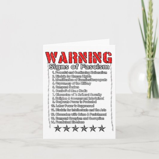 Carte Signes D'Avertissement Du Fascisme Anti-Trump Rési (Devant)