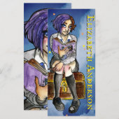 Carte Signet d'aquarelle pour fille Ado sorcière enfant (Devant / Derrière)