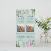 Carte Signet de citation de photo de célébration florale (Debout devant)