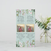 Carte Signet de citation de photo de célébration florale (Debout devant)