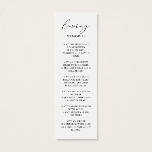 Carte Signet de prière commémorative de l'enterrem (Dos)