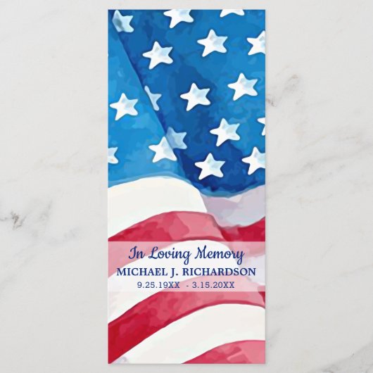 Carte Signet de prière commémorative du drapeau am (Devant)