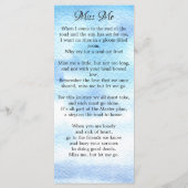 Carte Signet de prière funéraire de poème commémoratif P (Dos)