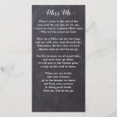 Carte Signet de prière funéraire du mémorial botanique r (Dos)