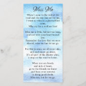 Carte Signet de prières funéraires du phare Memorial Poe (Dos)