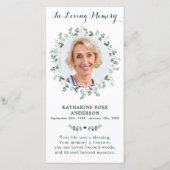 Carte Signet funéraire de prière commémorative Euc (Devant)