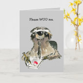 Carte S'Il Vous Plaît Woo Me Cartoon Sloth (Fleur jaune)