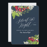 Carte silencieuse de vacances de Noël de nuit<br><div class="desc">Carte silencieuse de vacances de Noël de nuit (d'ish). Avec élégant sur le texte de manuscrit de tendance et les belles aquarelles florales de fête cette carte de Noël est sûre d'adapter à votre style cette saison des vacances.</div>
