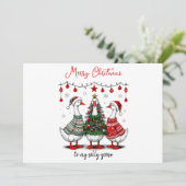 Carte Silencieux Oie Joyeux Noël | Vacances amusantes (Debout devant)