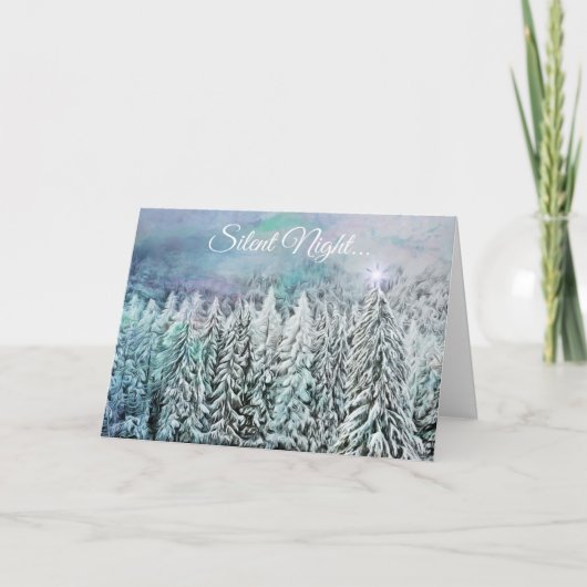 Carte Silent Night Snowy Trees Christmas Star Card (Devant)