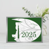 Carte Silhouette 2025 verte et argentée (Debout devant)