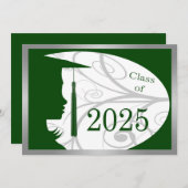 Carte Silhouette 2025 verte et argentée (Devant / Derrière)